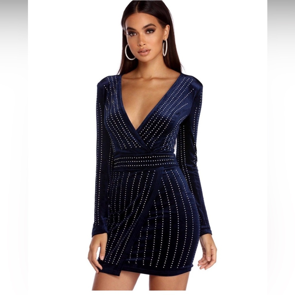 Windsor Midnight Blue Bodycon Dress with sequins